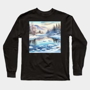 Winter Lake Winter Landscape Long Sleeve T-Shirt